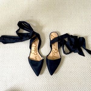 Sam Edelman ballerina satin ankle wrap flats